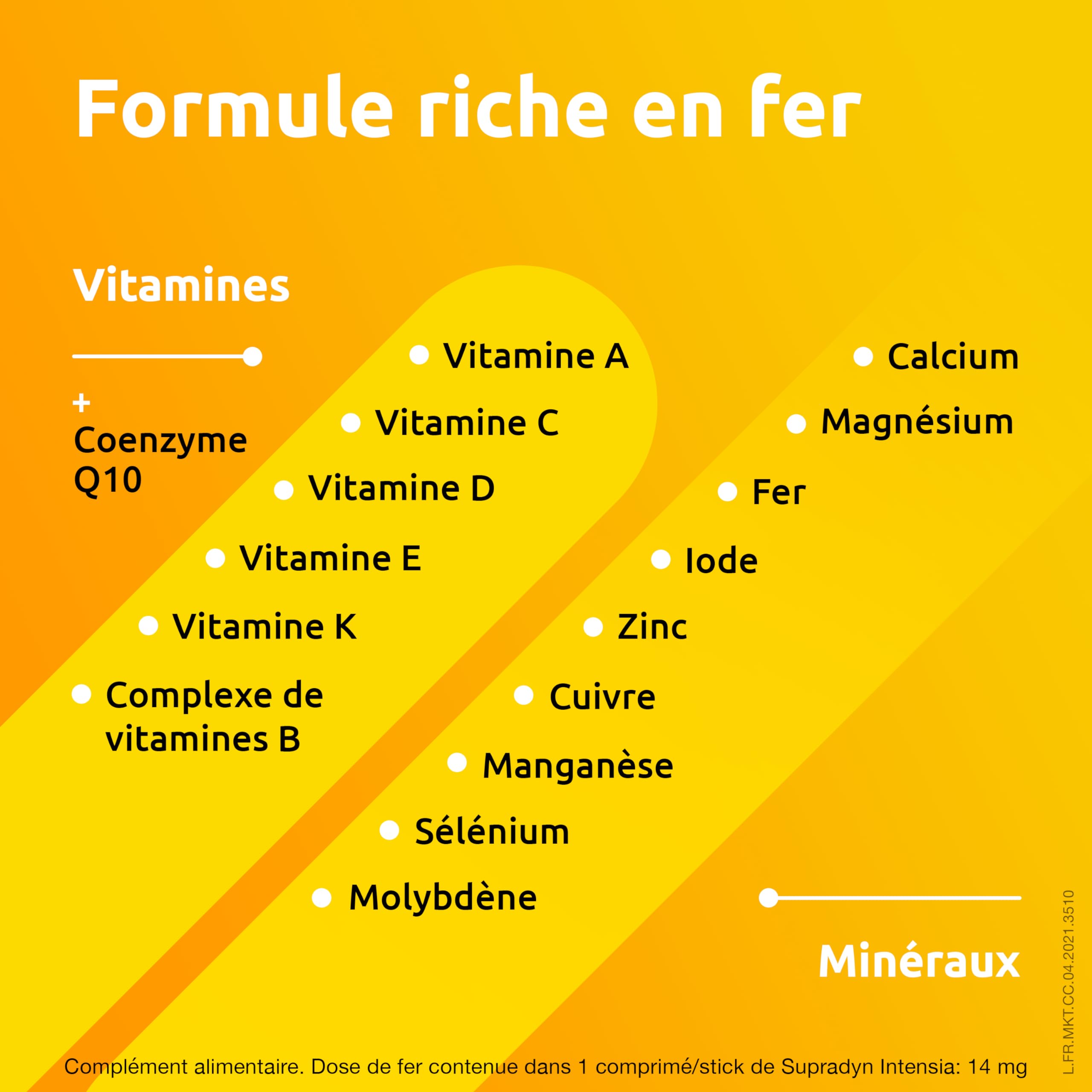 Supradyn Intensia - Multivitamines dont vitamine C, Vitamine D, Minéraux (Fer,Magnésium, Calcium) et coenzyme Q10 - Aide à réduire la Fatique - 2x30 comprimés effervescents
