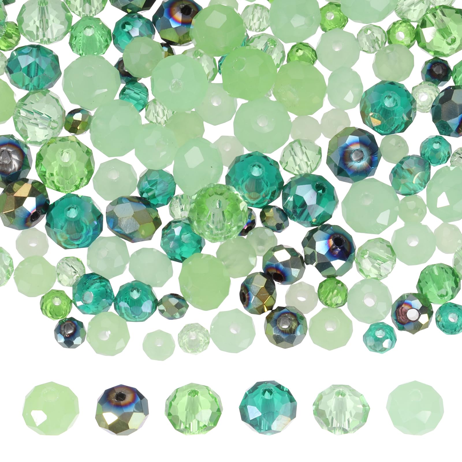Perles de verre facettées pour fabriquer des bijoux d'été uniques aux tons verts