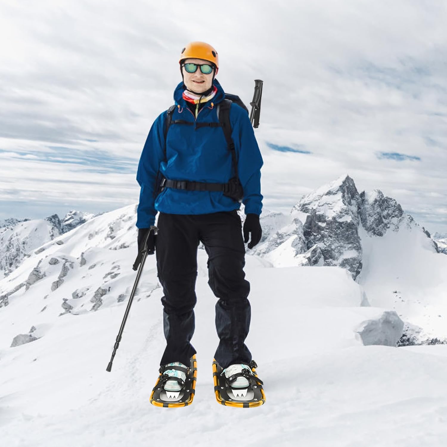 21/25 Inch Snowshoes & Trekking Poles Bundle for Men, Women, and Youth-Lightweight All Terrain Aluminum Snow Shoes w/Adjustable Binding, 3-Section Ttelescopic Poles and Carry Bag