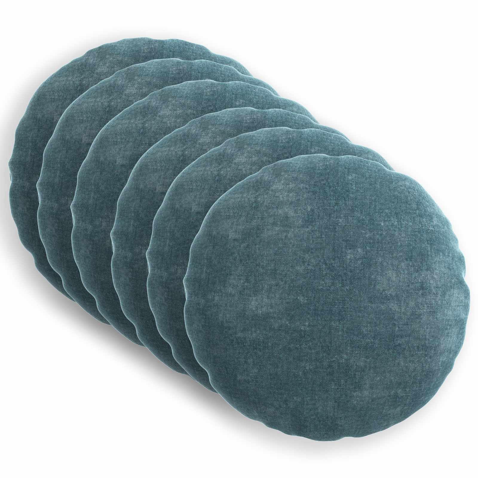 vidaXL Funda de cojín 6 piezas HEERLEN azul diámetro 50 cm tela de felpilla interior funda de almohada chenilla poliéster moderno accesorios para el hogar elegante decorativo
