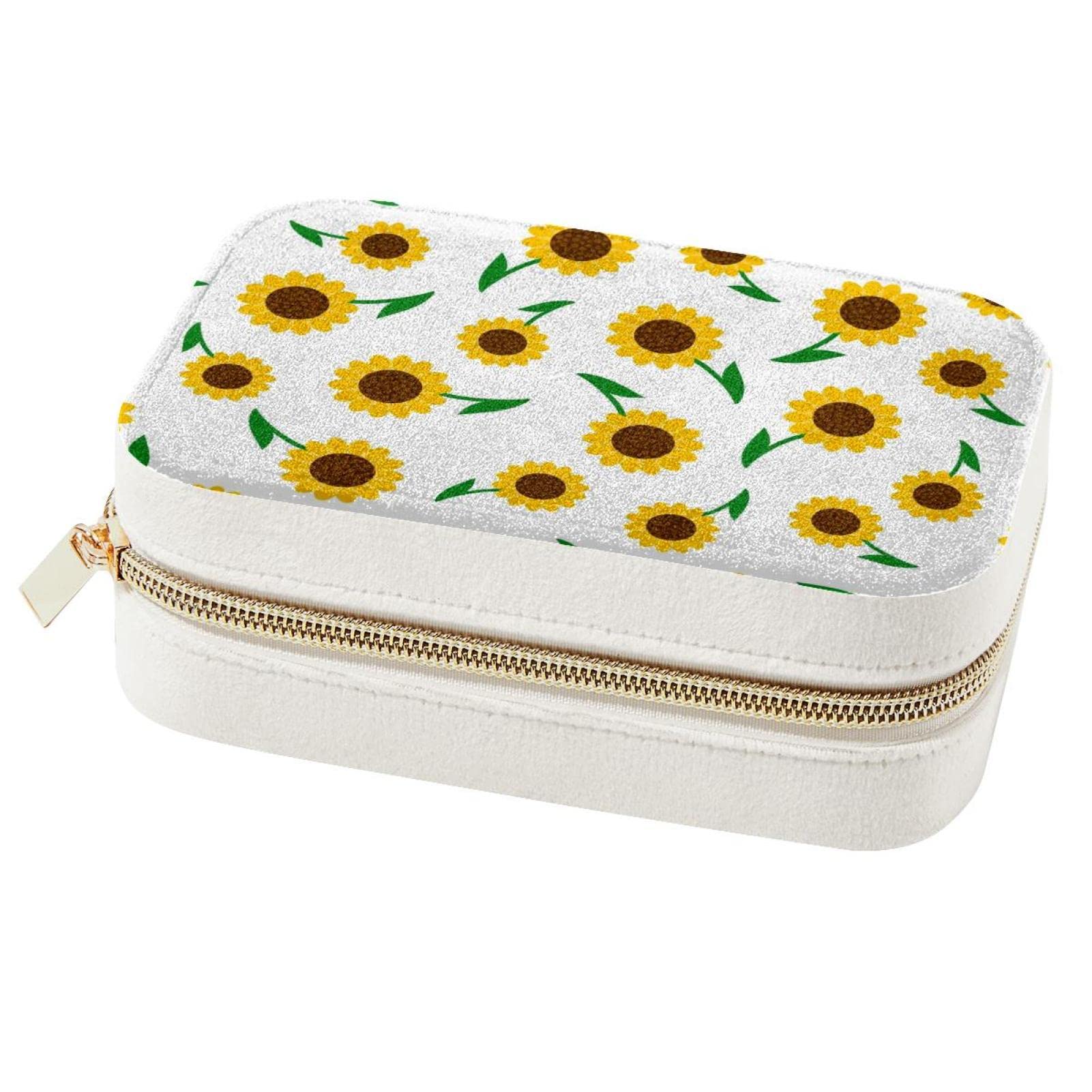 Boîte à bijoux portable tournesol pour vos voyages et déplacements professionnels
