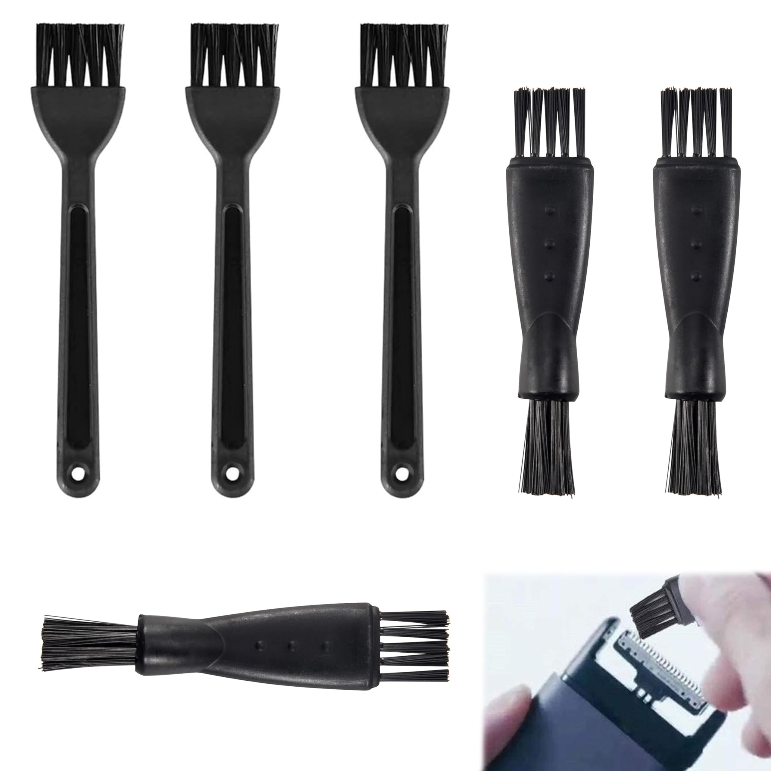 6 Blaireau de Rasage, Brosse de Nettoyage pour Rasoir électrique, pour Nettoyer la Barbe avec Les têtes de Rasoir électrique