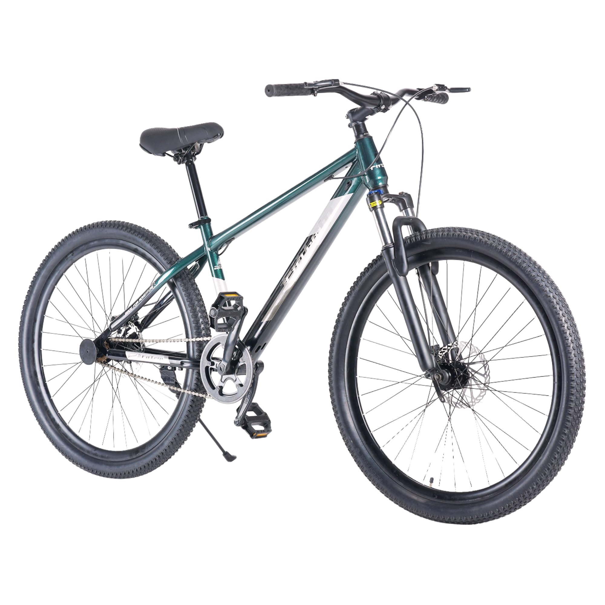 FitTrip Dominator 27.5T MTB Cycle for Men Non Gear with Zoom Lockout Suspension & Clarks Dual Disk Brakes | Dual Tone Paintjob | Cycle Single Speed for Boys | Zero Maintenance (British Racing Green)-image-11