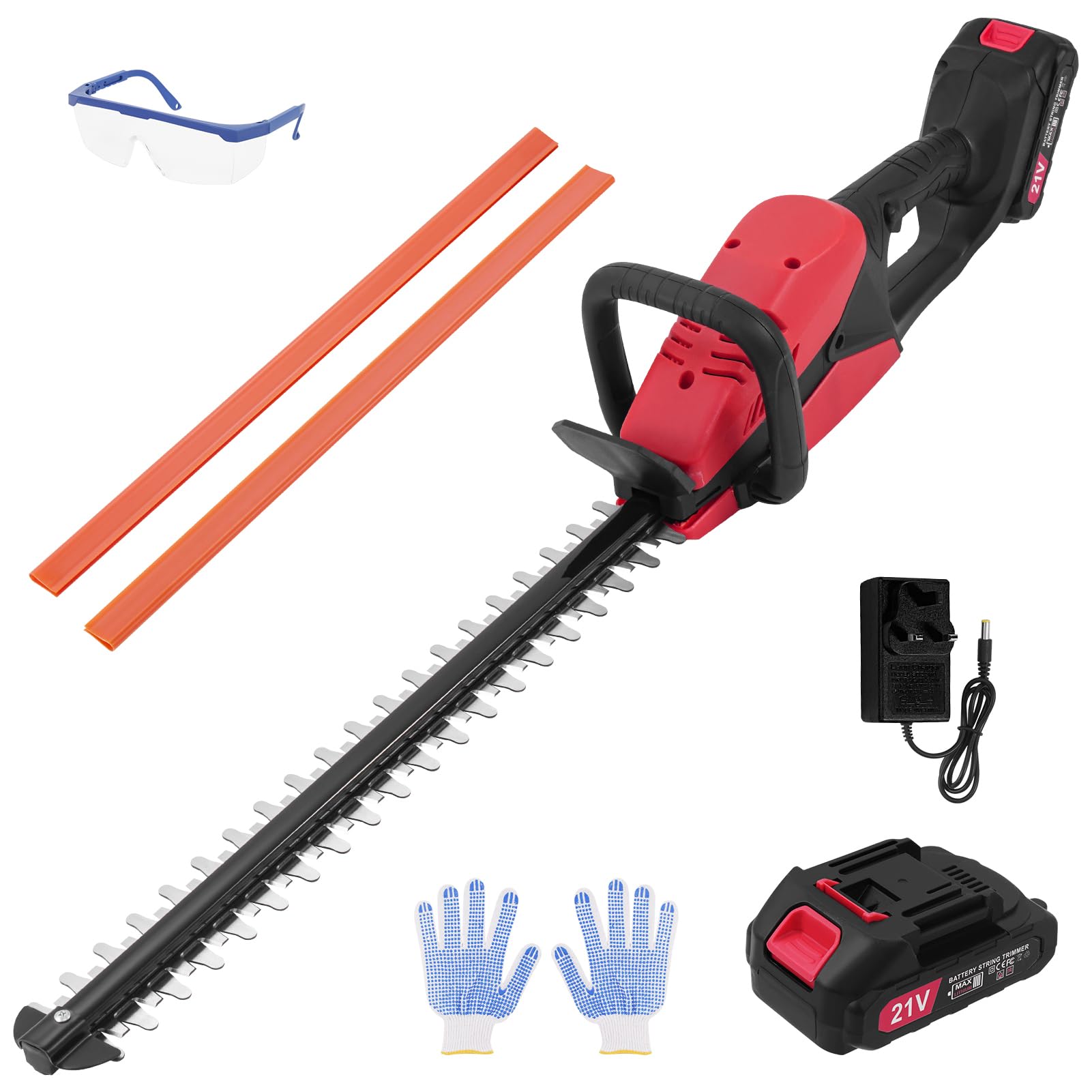 Cordless Hedge Trimmer, 21V lightweight Battery Hedge Trimmer Cordless, Electric Hedge Cutter with Batterie & Charger, 50cm Cutting Length, Dual Action Blades, for Trimming Hedges, Shrubs Plants