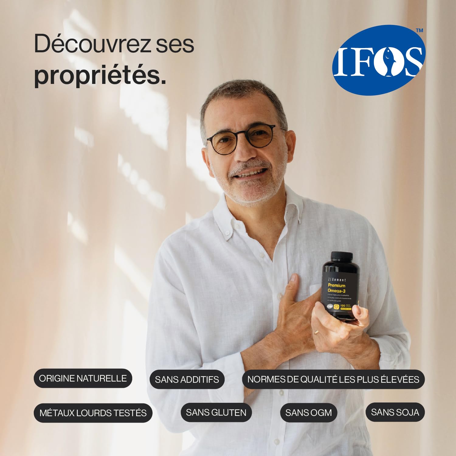Premium Omega 3 IFOS Triglycérides Haute Absorption – 1000 mg EPA + 500 mg DHA par Dose – Huile de Poisson Sauvage Certifiée FOS – 120 Capsules