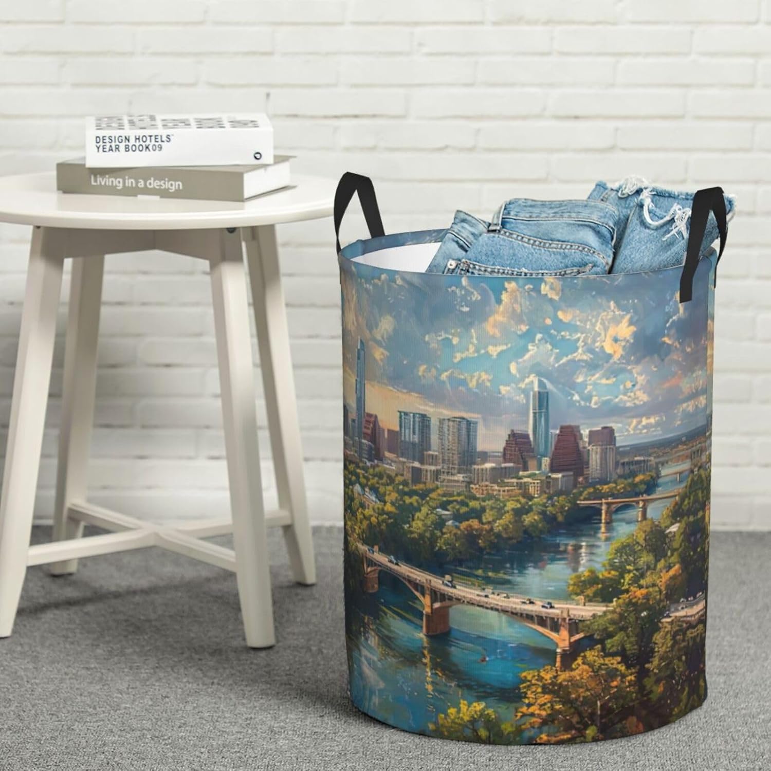 Austin Texas Dirty Clothes Basket,Oxford Cloth Washing Basket For Clothes Storage Organization