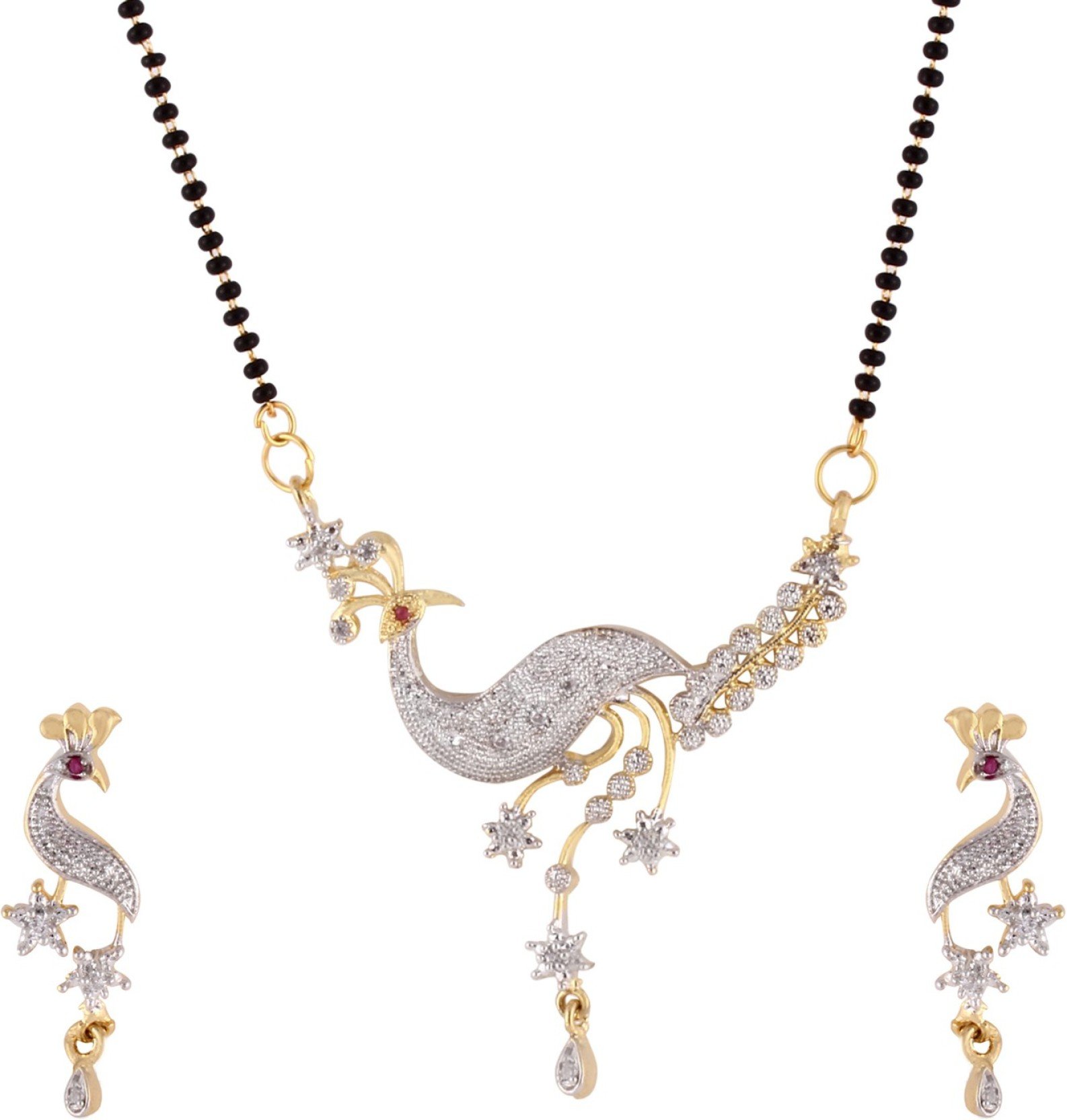 American Diamond Indian Peafowl Mangalsutra for Women-image-3