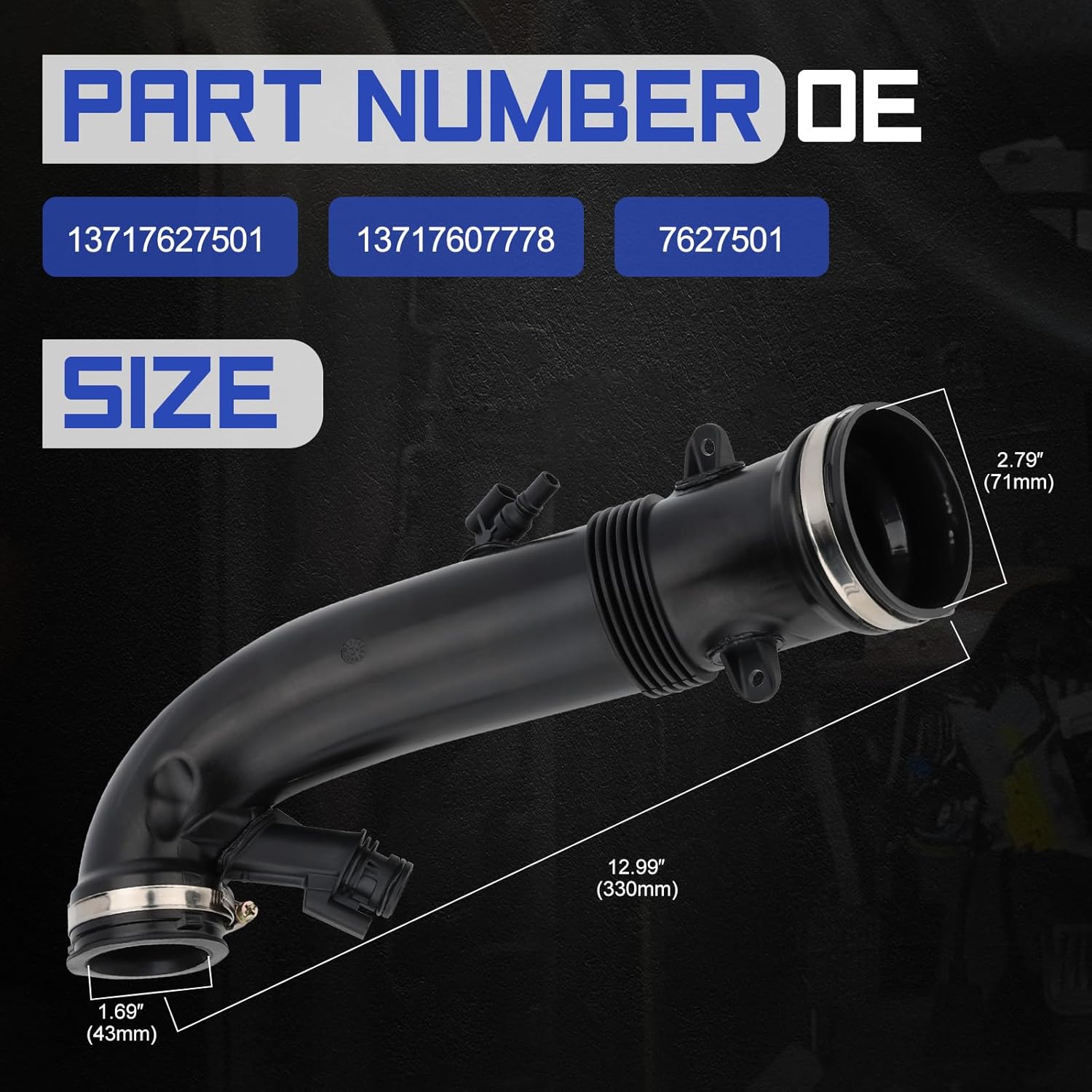 13717627501 Air Duct Intake Boot Hose Turbo Pipe for 2010-2015 Mini Cooper S Countryman Paceman Clubman R55 R56 R57 R58 R59 R60 N18 Engine Replaces# 13717607778 7627501