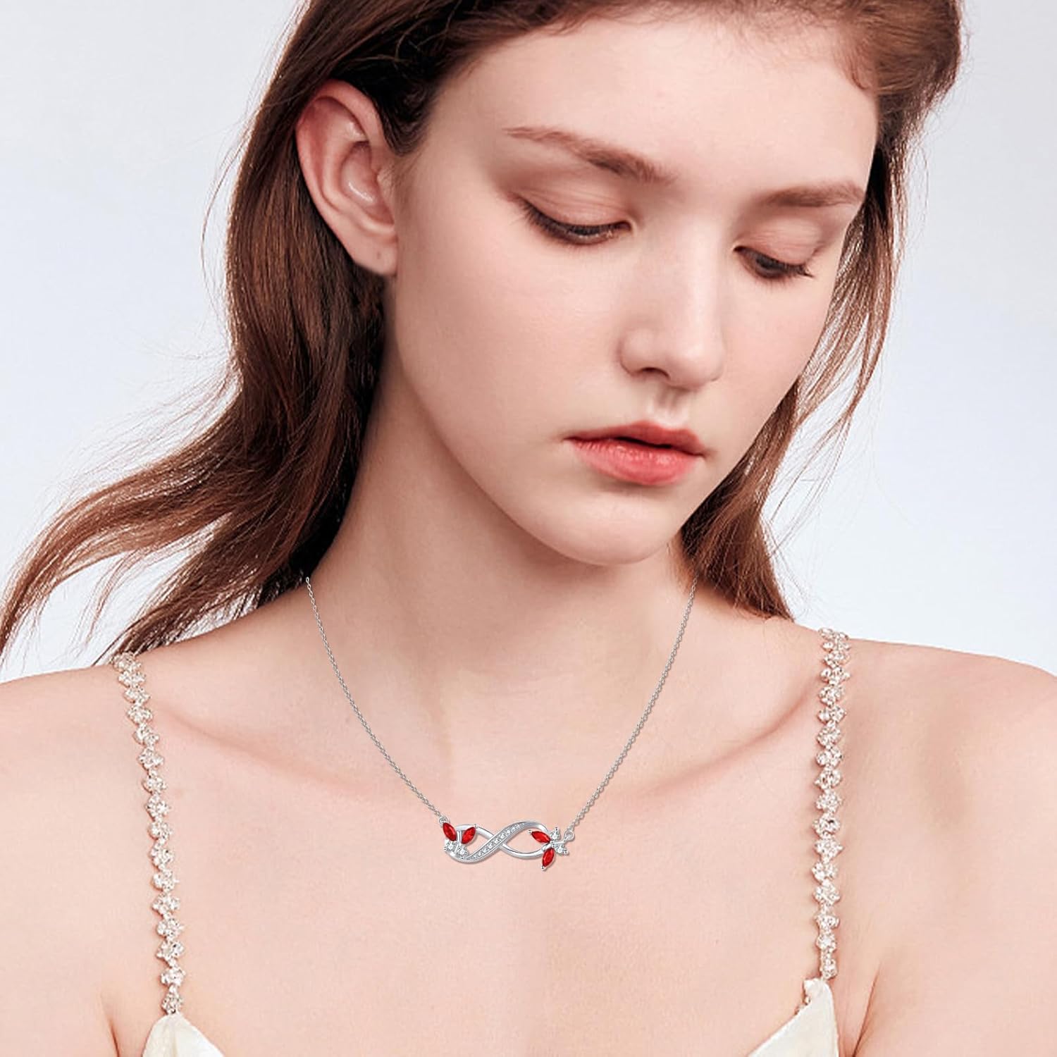 Infinity Butterfly Necklace for Women Sterling Silver Fine Butterfly Pendant Birthstone Necklaces Jewelry Birthday Graduation Mother's Day Gifts for Mom Wife - Image 6