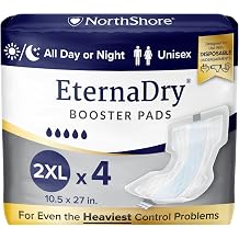 NorthShore EternaDry Booster Pads with Adhesive, 2X-Large, 4 Count | Diaper Doublers for Men and Women, Extended Leak Protection, Overnight Heavy Bladder Leaks, Minimize Changes, 10.5x27 in.