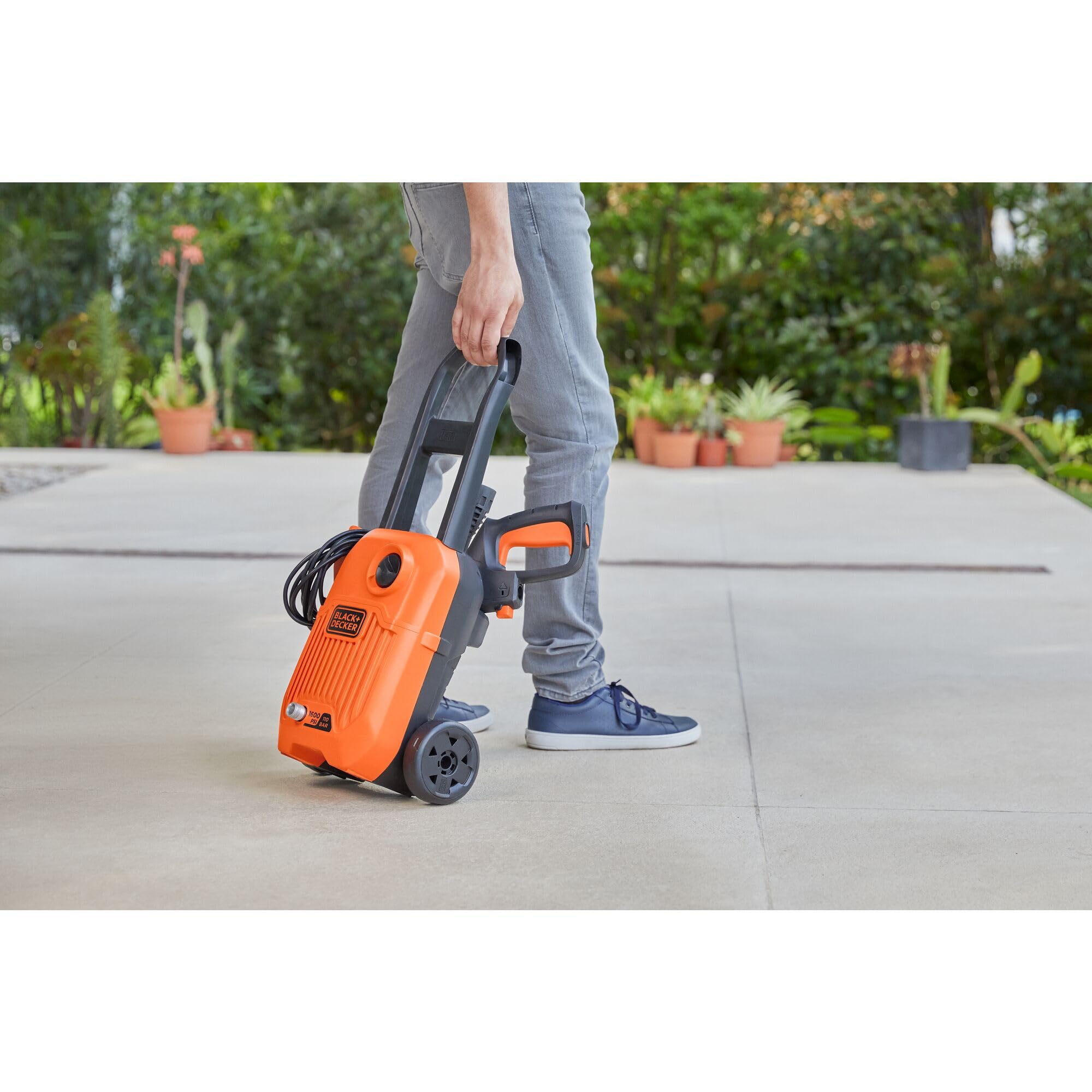 Hidrolimpiadora con cable 1300W 110 bar/1600 psi con ruedas y asa larga