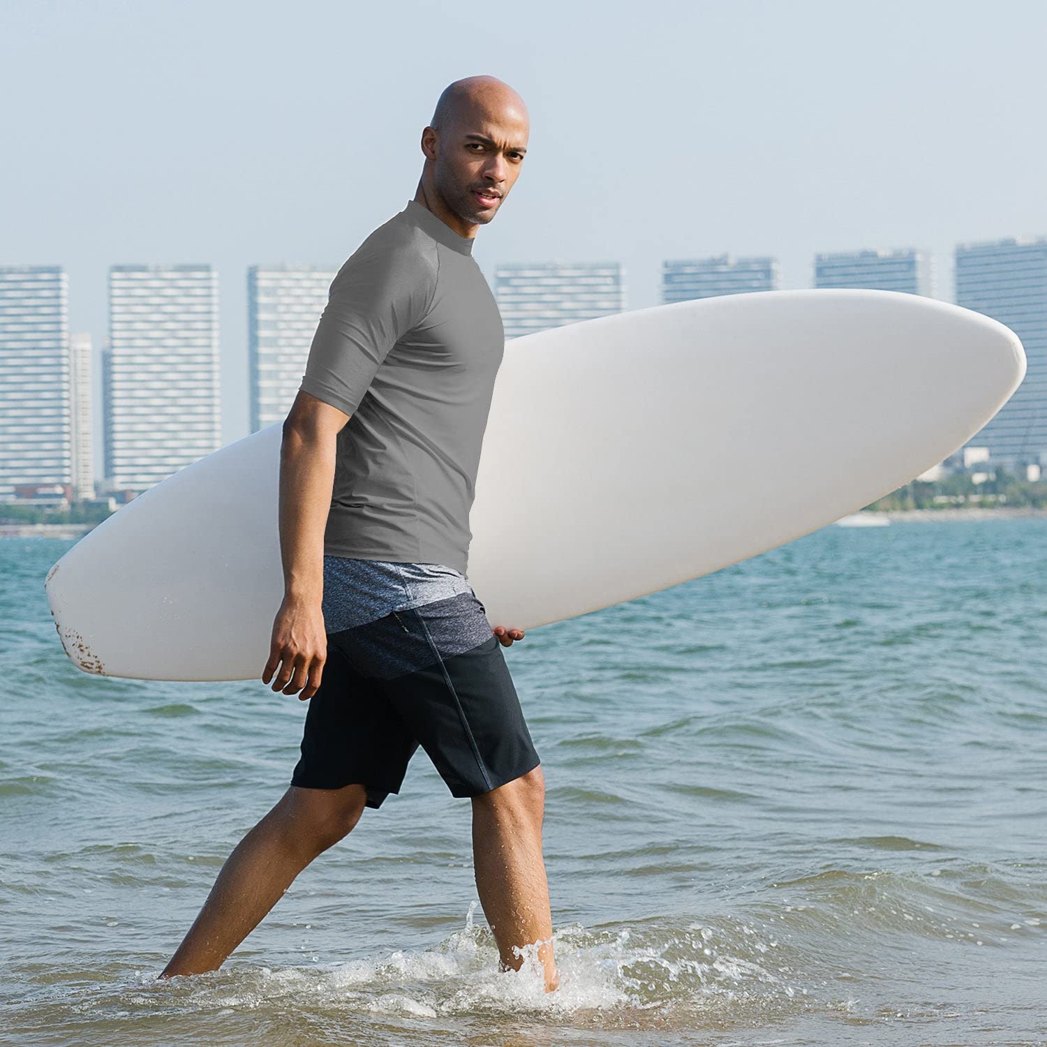 baleaf Camiseta UV para Hombre con protección Solar UPF 50+ de Manga Corta Rashguard para Hombre