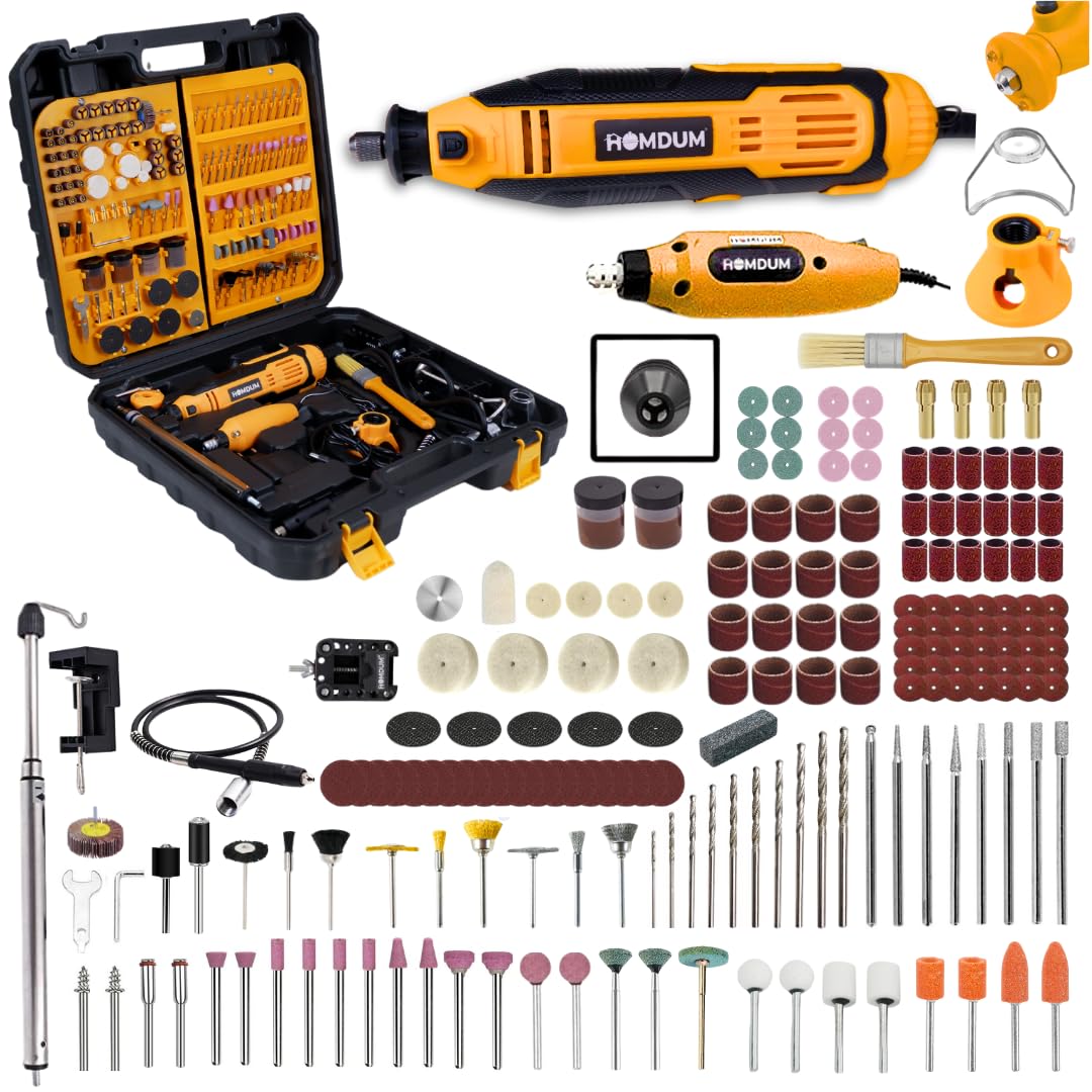 350 pcs Universal Chuck Rotary Tool Kit 2 Pc Mini Rotary Die Grinder Flexible Shaft Locator Stand Shield total 175pc accessories Cutting | Drilling | Engraving and DIY with 6 months warranty