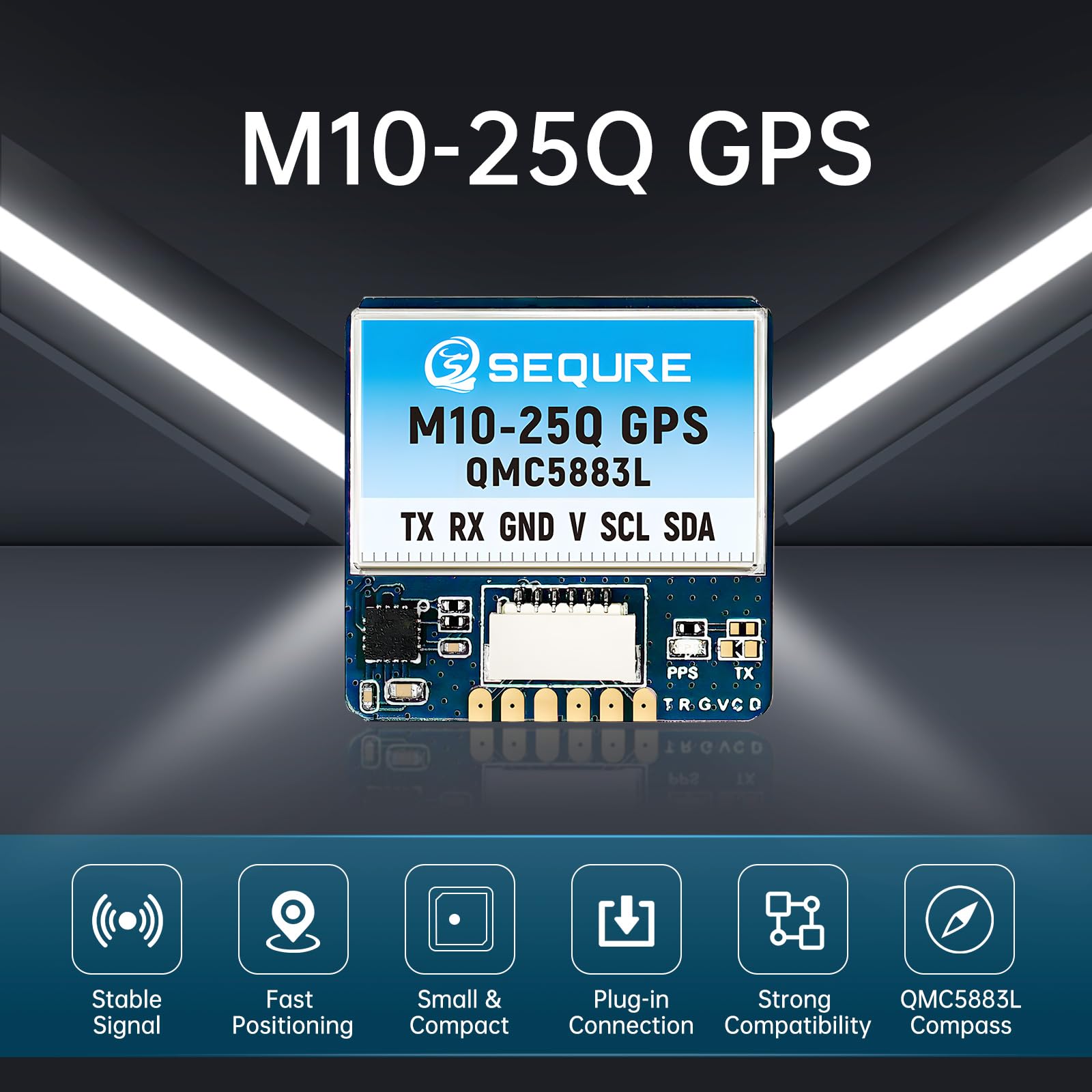 Module GPS + Boussole M10-25Q QMC5883L – 10 Hz Ultra-Rapide, Précision 1.5m, Antenne Céramique Haute Performance Pour Drone FPV Et Course