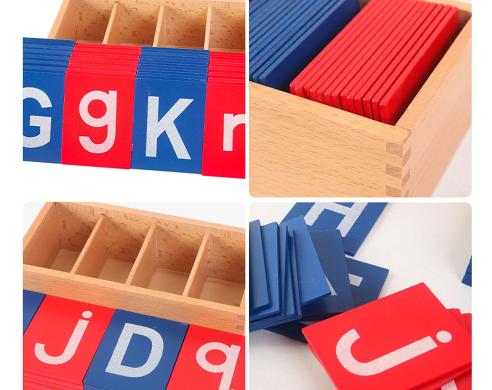 Tarjetas de Letras de Lija Montessori, Tarjetas Didácticas para Trazar el Alfabeto en Mayúsculas y Minúsculas Rojo y Azul,2 Piece Set