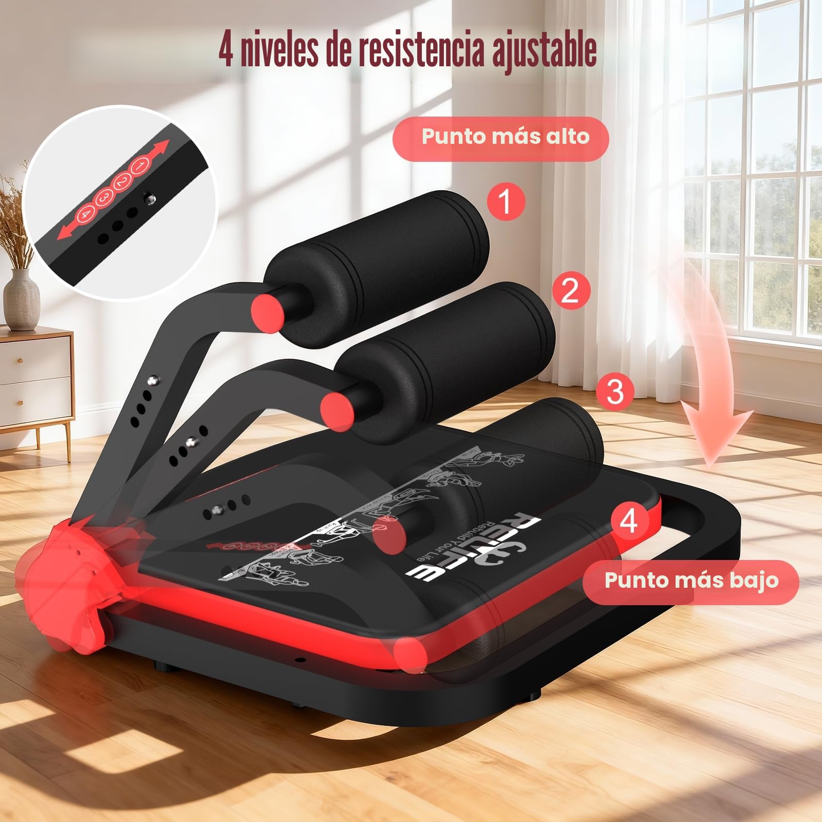 RELIFE REBUILD YOUR LIFE Entrenador de abdominales para el hogar, plegable, 3 niveles de resistencia, abdominales, piernas, abdominales, entrenamiento abdominal