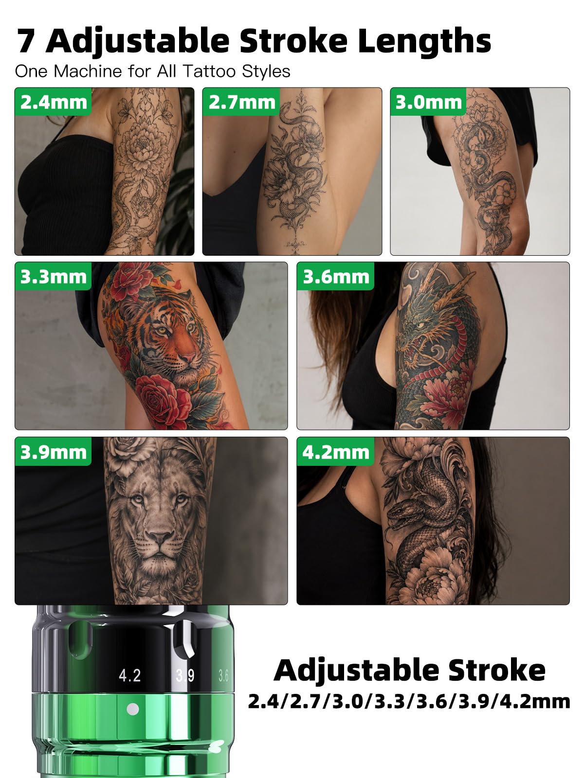 Dragonhawk Tattoo Maschine Set Fold Pro Year of Snake Edition KabelloseTattoo Pen Adjust Stroke Length 2,4-4,2mm, CordlessTattoo Gun von Mcore-C3, 3000mAh mit 2 Akkus & 2 Griffen für Künstler | Kabellose Tätowiermaschine Snake Edition, Mcore-C3 Motor,3000