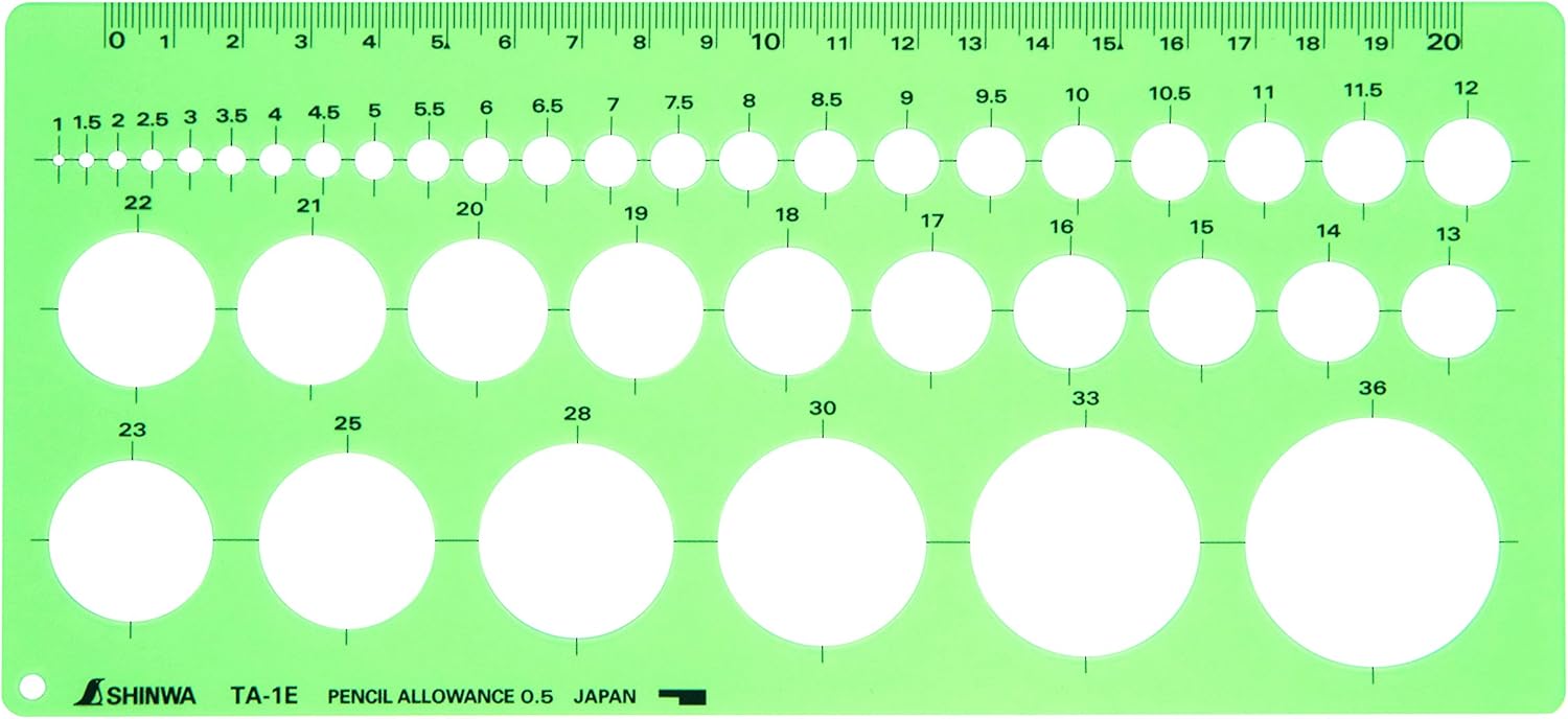 Shinwa Sokutei Template, Circular Ruler, Medium 66002