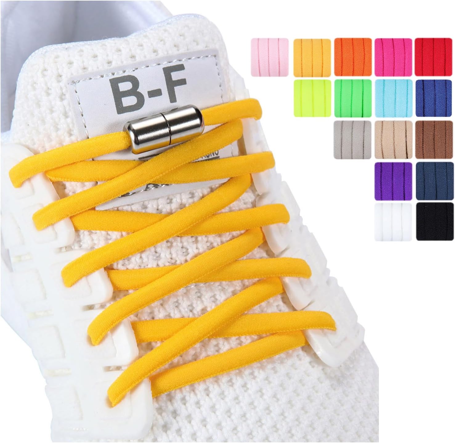 YAWYO Lot De 2 Paires De Lacets élastiques Beiges (100 Cm) - Sans Nœuds