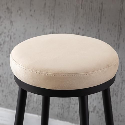 Miniatura 7 de chairus Juego de 2 taburetes de barra de 30 pulgadas, modernos taburetes de bar sin espalda con reposapiés dorado, cómodas sillas de bar de metal