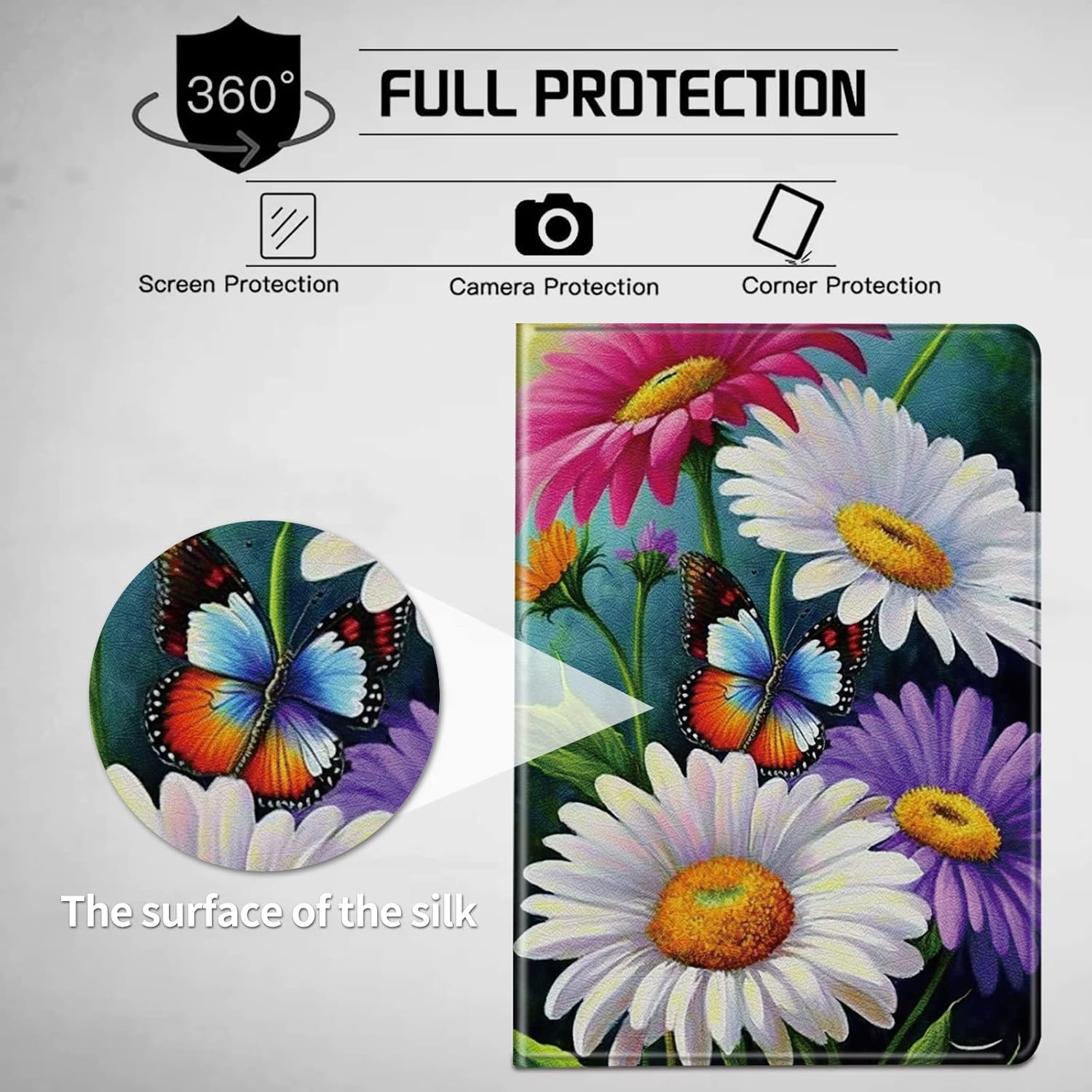 for Kindle Fire HD 10 Tablet Case 7th/9th Generation 2017/2019 Release 10.1 inch with Adjustable Stand & Auto Wake/Sleep Feature Smart Protect Cover Case - Butterfly Flower