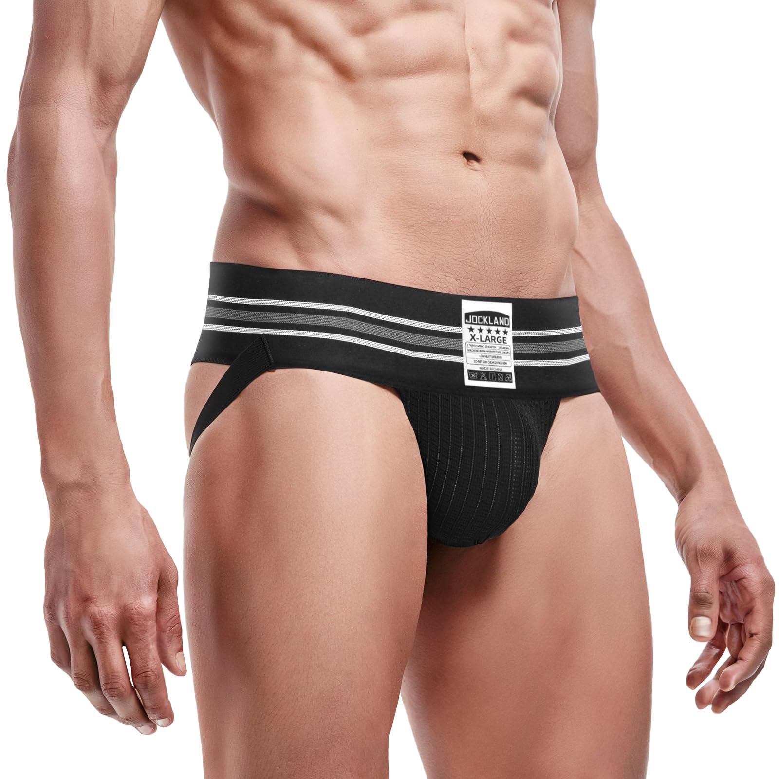 JOCKLANDMen's Jock Strap, Wide Band Mesh Male Underwear Jockstrap Athletic Supporter for Gym Vasectomy