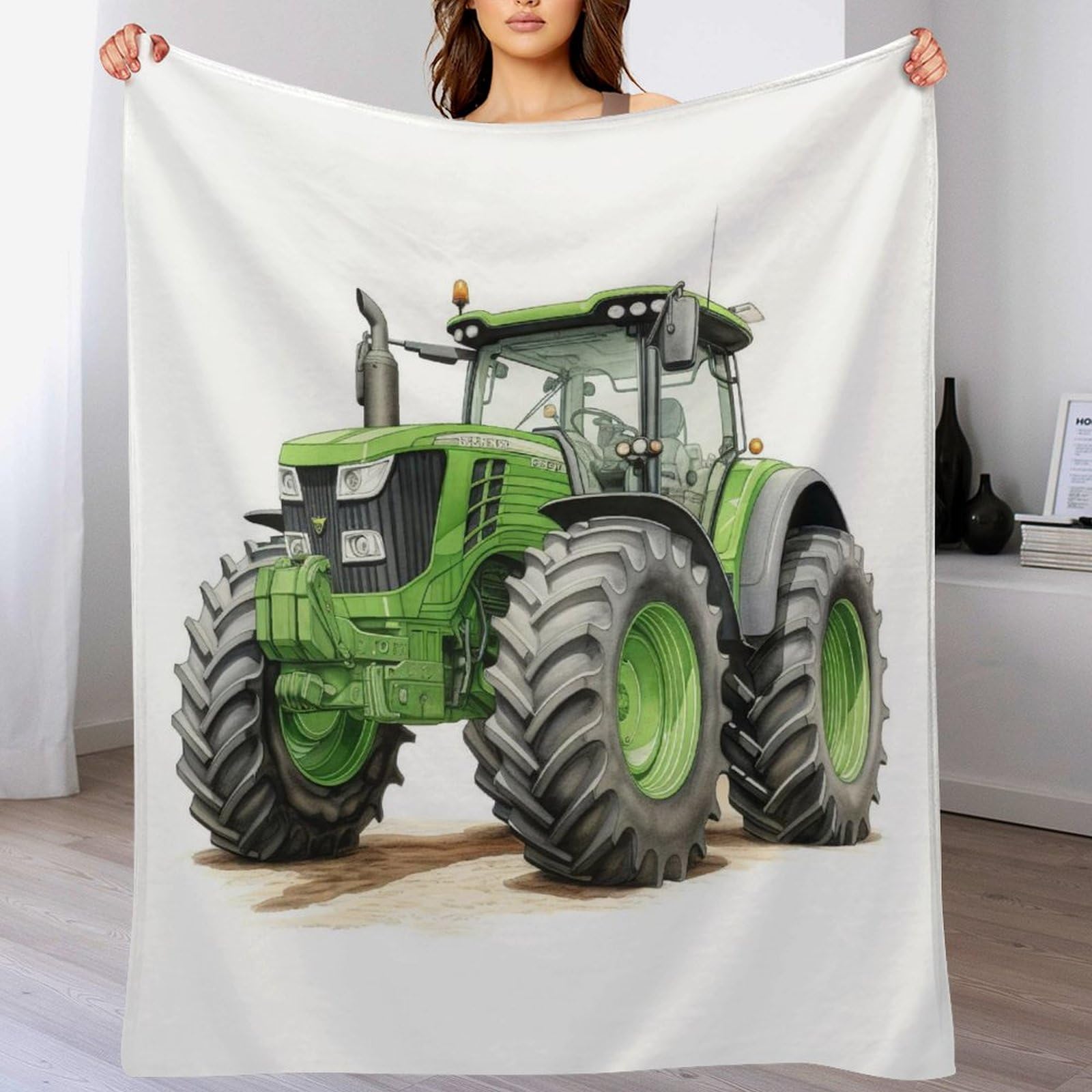 Couverture tracteur en polaire flannel douce et moelleuse pour lit enfant 100x130cm