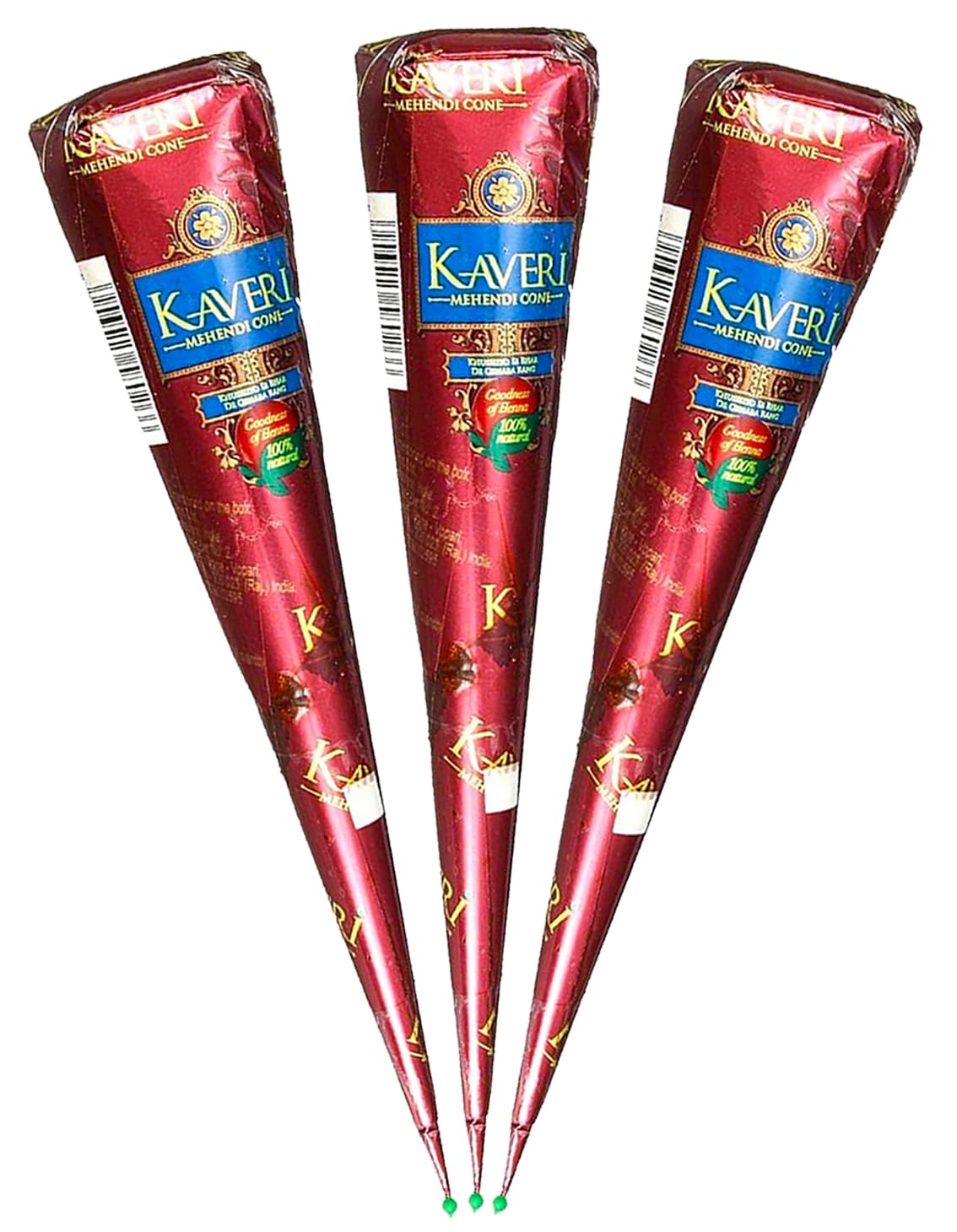 Lot de Cone de henné par 3 - Couleur naturelle marron orangé coloration semi permanente 3 szt