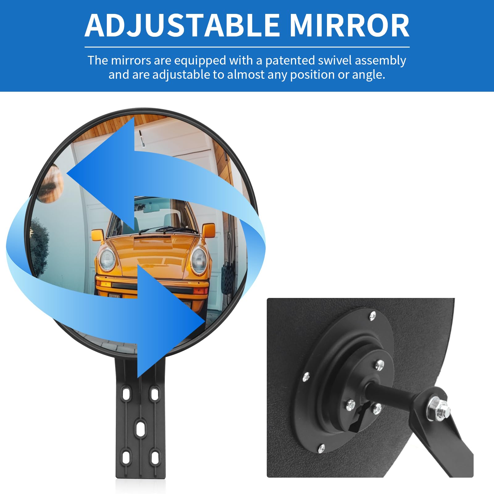 Specchio di circolazione convesso 30 cm grande angolo regolabile specchio di sicurezza per vialetto, garage, parco, supporto per interni ed esterni.