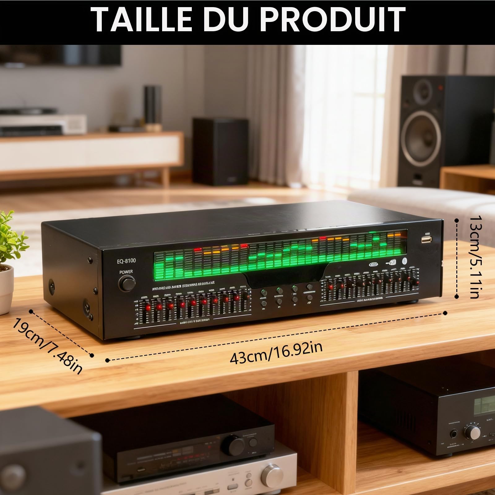 Equalizer, 31 Bandes Equalizer Graphique Stéréo Professionnel Analyseur de Spectre Processeur de Son Système Audio Réduction du Bruit Optimisation du Son pour Les Studio d'Enregistrement