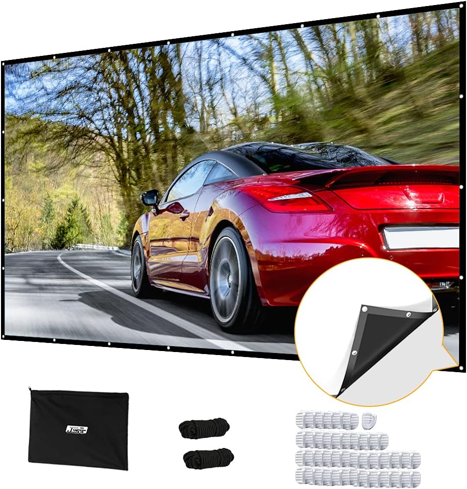 Cheap Projector Screen 180 inch, Upgraded PVC Black Backing 4K 16:9 HD Portable Projector Screen, Premium Indoor Outdoor Movie Screen Anti-Crease Projection Screen for Home Theater Backyard Movie. Best Projector Screen 180 inch, Upgraded PVC Black Backing 4K 16:9 HD Portable Projector Screen, Premium Indoor Outdoor Movie Screen Anti-Crease Projection Screen for Home Theater Backyard Movie.