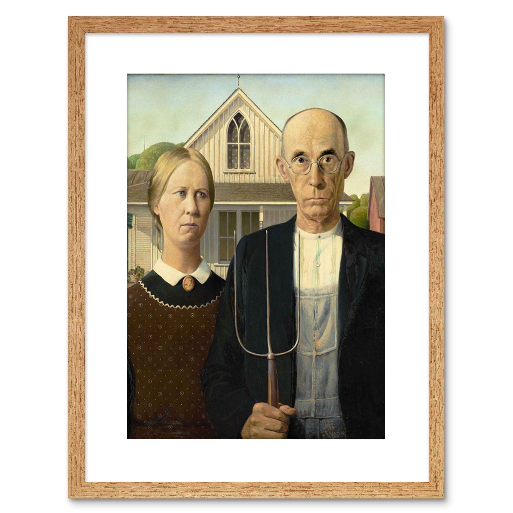 Wee Blue Coo Grant Wood American Gothic Framed Wall Art Print