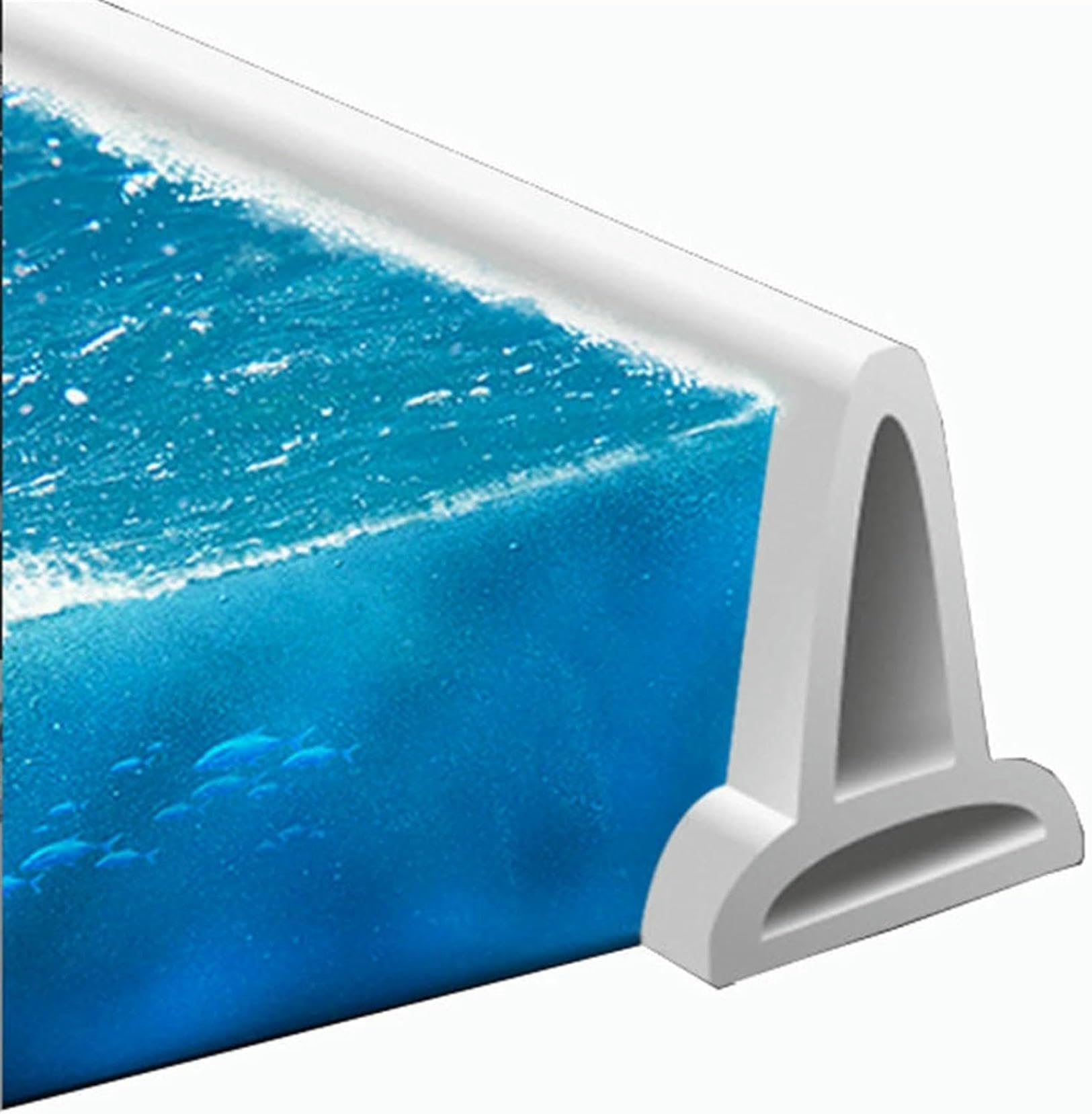 Presa de agua para ducha evita suelos mojados mediante umbral plegable de retención