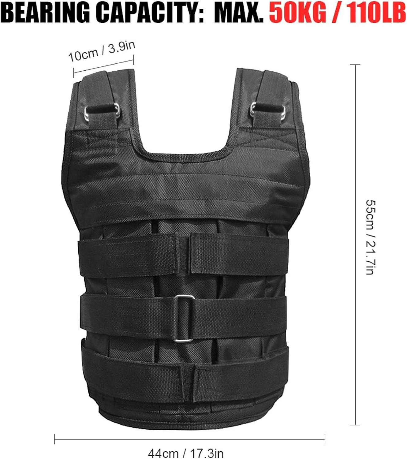 Generic Adjustable Weighted Vest, Weighted Jacket Weight Vest Weight Loading Vest for Weightlifting, Strength Training