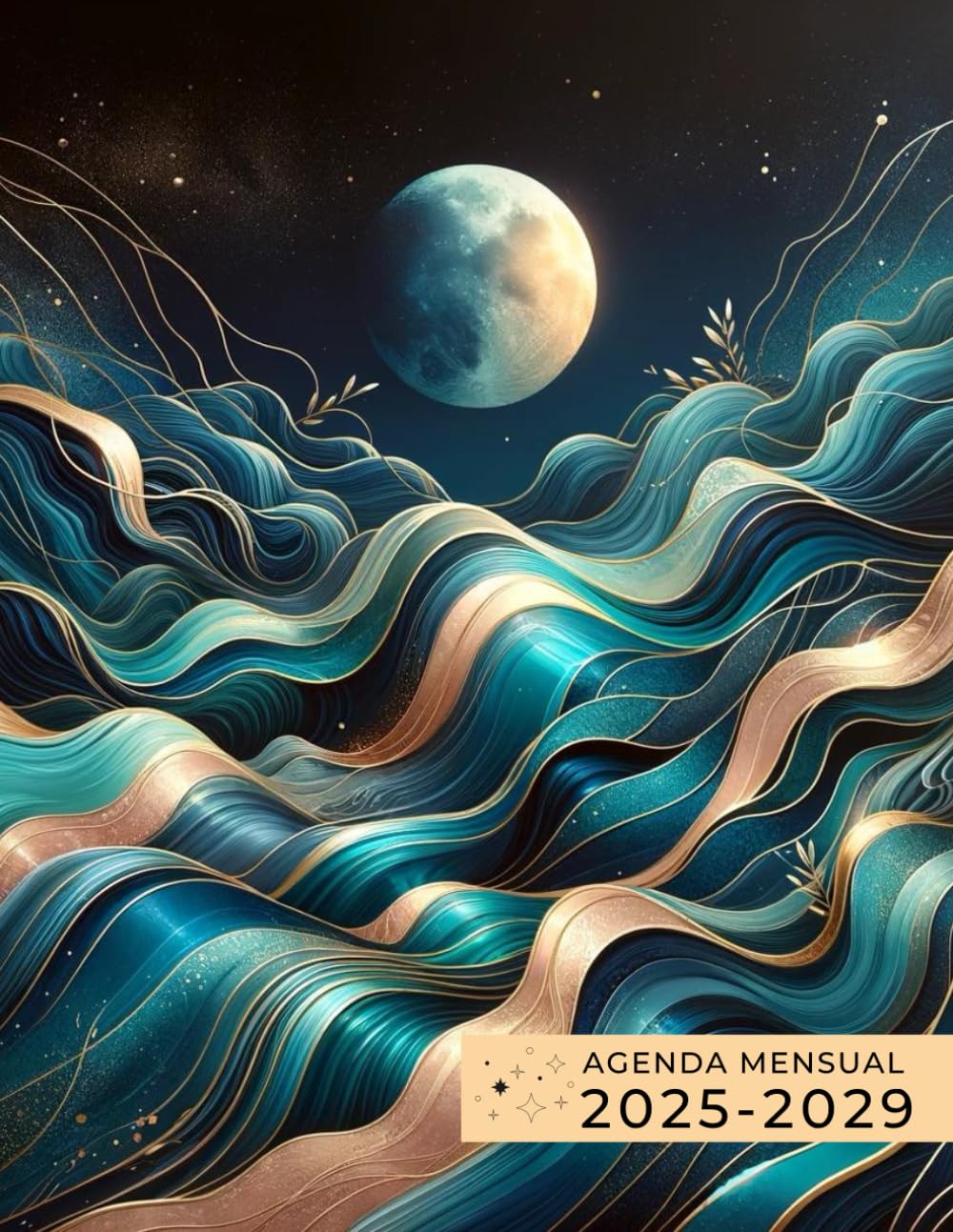 Agenda Mensual Luna 2025-2029: 5 Años Planificador con Calendario, Registro de Contraseñas, Citas, Notas y Mucho Más, 60 Meses Organizador Tamaño A4 (Enero a Diciembre).