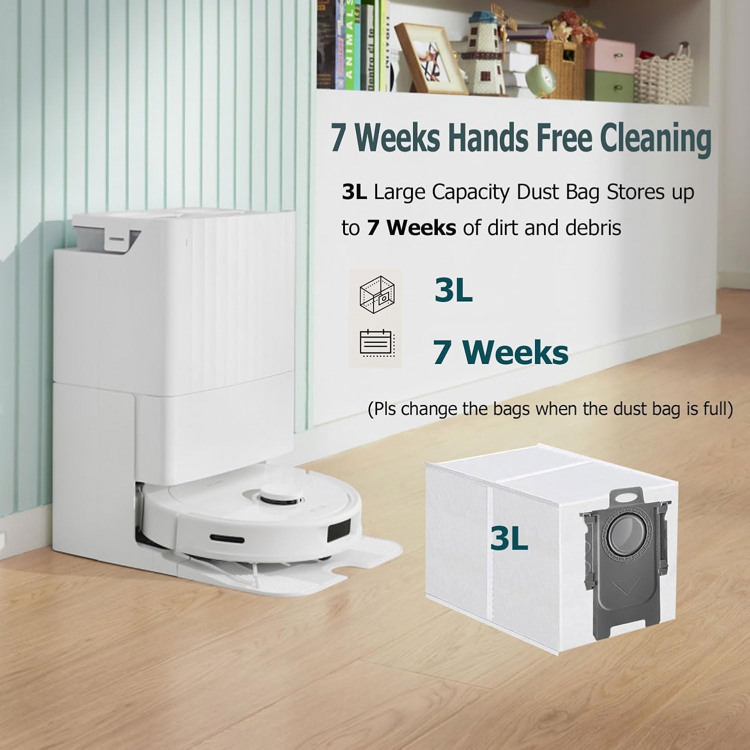 20 Pack Dust Bag Replacement for Roborock QV 35A/Qrevo S5V/Saros 10/ 10R/Q Revo/Qrevo S/Qrevo Pro/Qrevo MaxV/Qrevo Master/Qrevo Plus/S8 Max Ultra/S8 MaxV Ultra/Qrevo Slim Vacuum Cleaner, 3L Capacity - Image 5