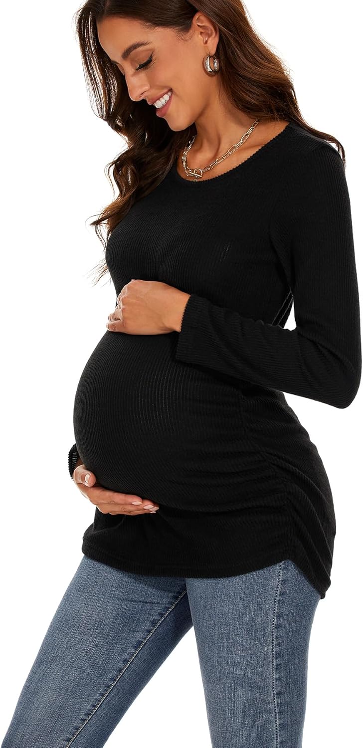 Smallshow Women's Maternity Sweater Shirt Long Sleeve Pregnancy Top Clothes - Image 6