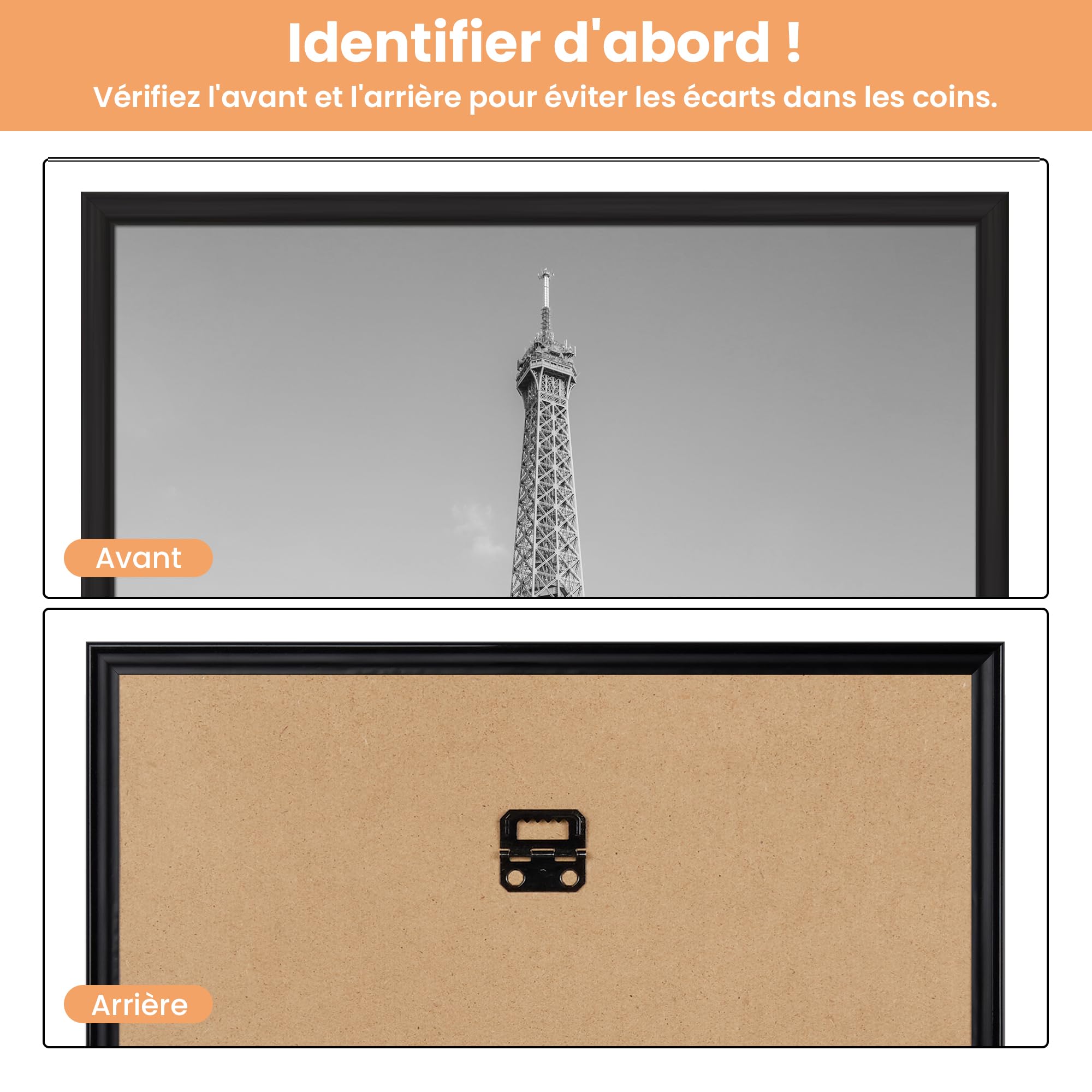 upsimples Lot de 3 Cadre 40 x 60 cm, Cadre Photo 40x60 Noir, pour Galerie de Photos, Bande D'insertion, Montage Mural Horizontal ou Vertical
