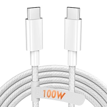 USB C to USB C Cable, 2M 100W Nylon Braided Charger for iPhone 16/16 Plus/16 Pro Max/15/15 Plus/15 Pro Max, MacBook Pro, iPad Pro Air, Samsung S24/S24 Ultra/S23 USBC