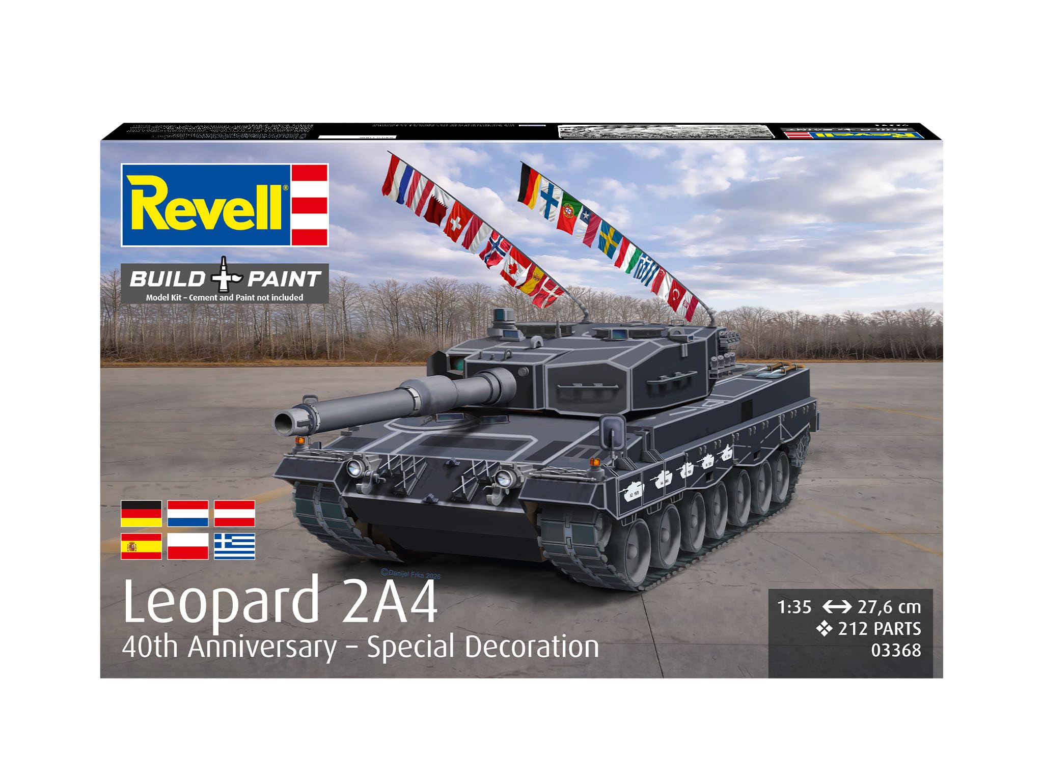 Revell Leopard 2A4 Special Decoration 40th Anniversary | Bundeswehr Panzer Modellbausatz 1:35 mit 212 Teilen | Leopard 2A4 mit Jubiläumsdecal | Level 4 ab 12 Jahren