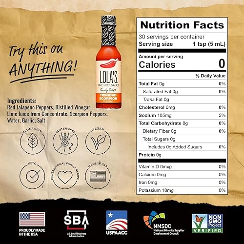 Miniatura 10 de Lola's Fine Hot Sauce - Original  Receta distintiva de 5 onzas líquidas  Receta familiar  Totalmente natural, sin gluten, Keto  Creado con jalapeños