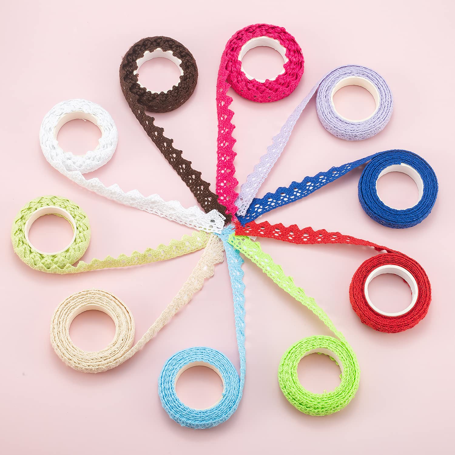 12 Rotoli Nastro Washi Con Motivo Pizzo - Nastri Autoadesivi Colorati Per Fai Da Te, Scrapbooking E Decorazioni - Foto 4