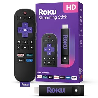 Roku Streaming Stick HD 2025 — HD Streaming Device for TV with Roku Voice Remote, Free & Live TV - Amazon product rated Grade A