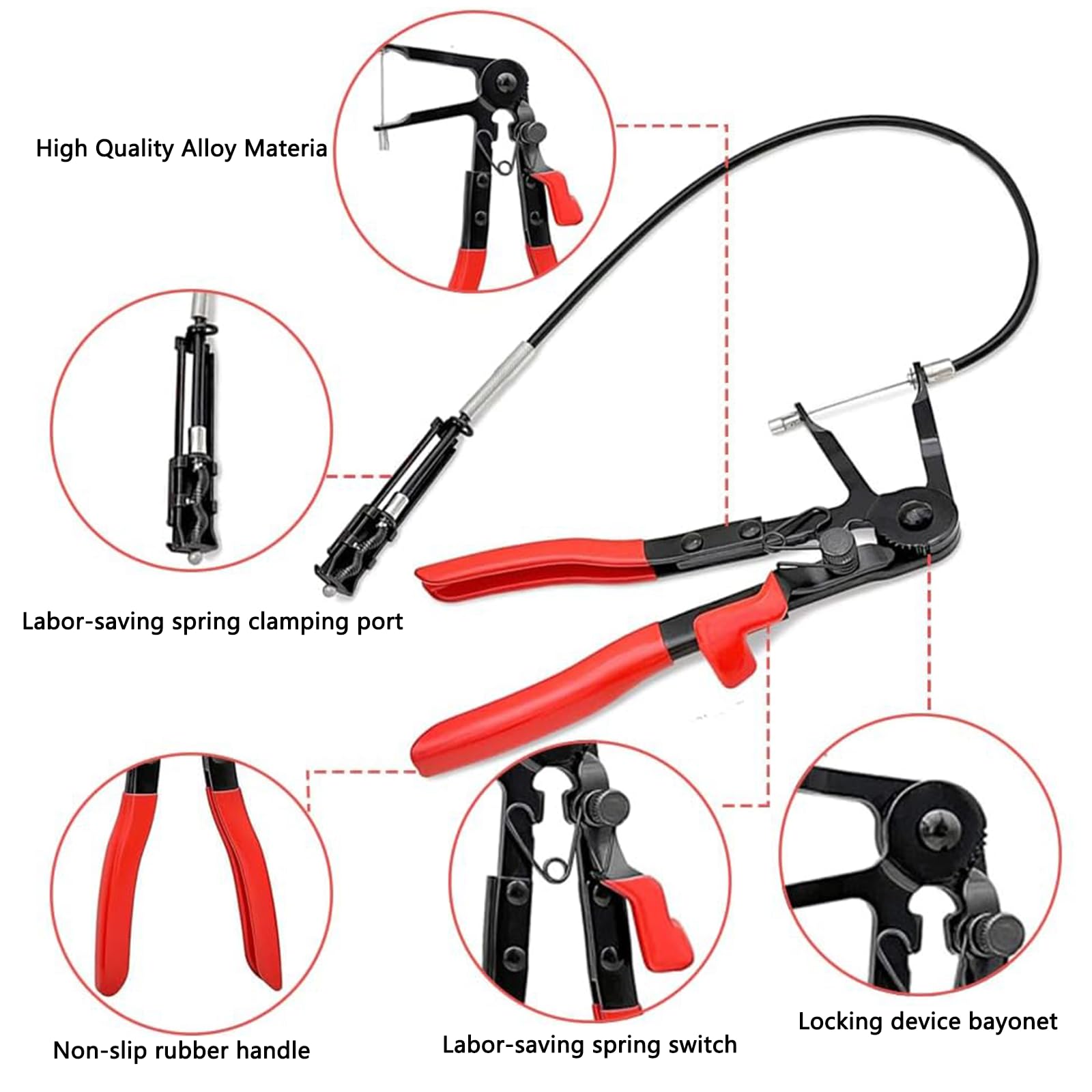 Schlauchklemmenzange Set 3-teilig - Mit Ratschenverriegelung Für KFZ Reparatur