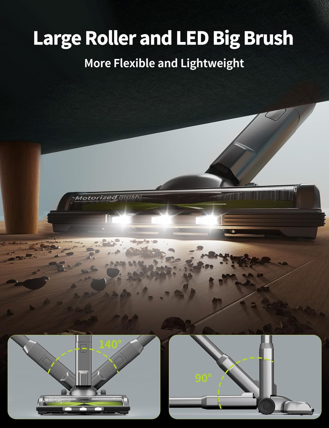 Hands detaching the battery from the vacuum cleaner and showing two charging methods