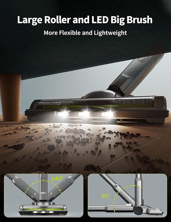 kalado Cordless Vacuum Cleaner 250w, 26000pa Stick Vacuum Cleaner, LED Display Screen, Detachable Battery, Suitable for Hard Floors, Carpets, Pet Hair