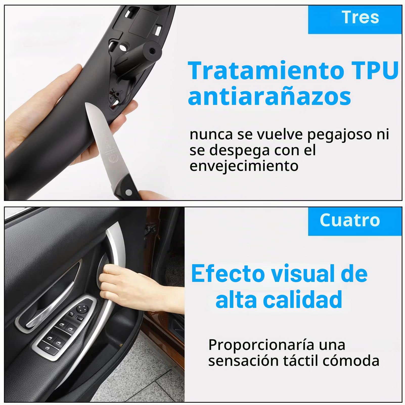 2PCS Compatible con Tirador Puerta BMW Serie 3 F30 F31 F34 F80 Manijas Para Puertas Izquierdo+ Tirador Puerta Derecha Serie 4 F32 F33 F36 F82 F83 Manillas Puertas Interior-Negro