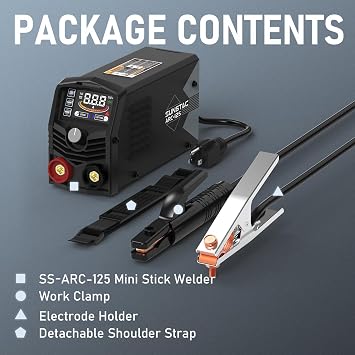 Sunstac mini Stick Welder, 125A 110V STICK/Lift TIG 2 in 1 Portable Stick Welding Machine with Hot Start, Arc Force, Anti-Stick and Optional VRD, Over Loading Protection, Attachable Shoulder Strap