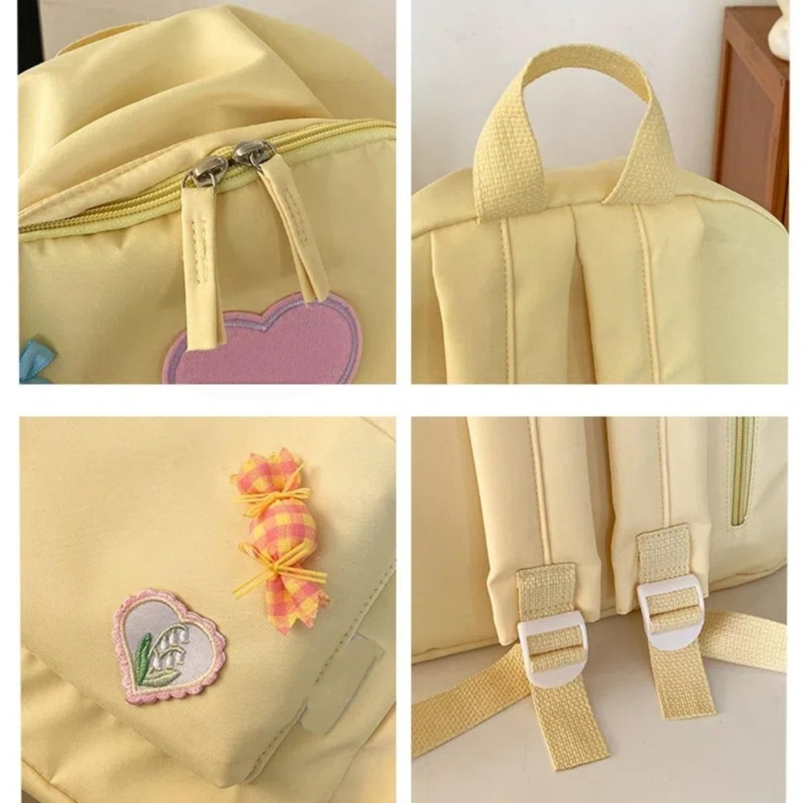 Zaino Carino in Nylon dell'Arco di Caramelle, Borsa Scolastica Grande capacità Stile Collegio Dolce per L'uso Viaggio delle Ragazze-Pink