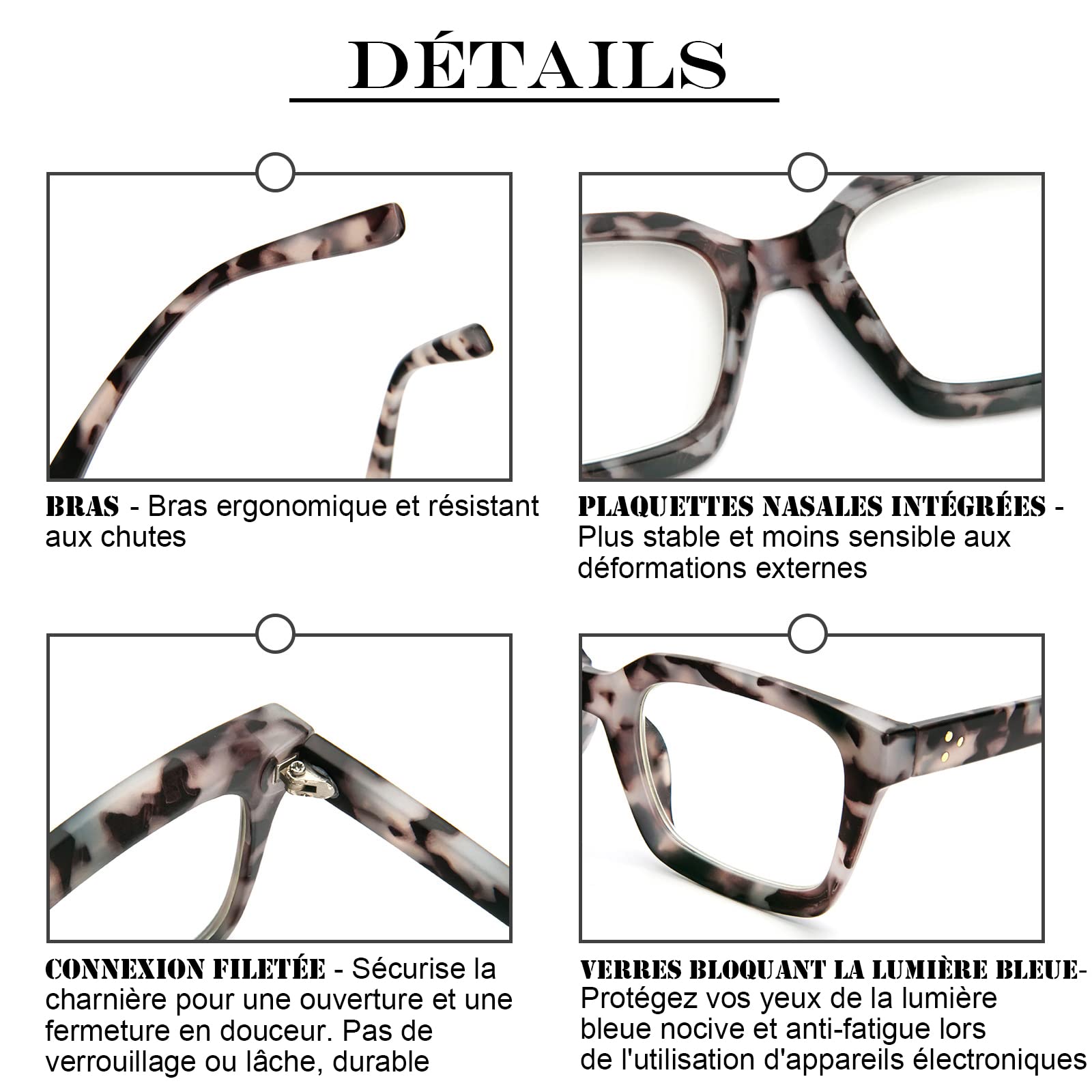 KoKoBin : 3 packs lunettes de lecture anti-lumière bleue,Fem KoKoBin : 3 packs lunettes de lecture anti-lumière bleue,Fem